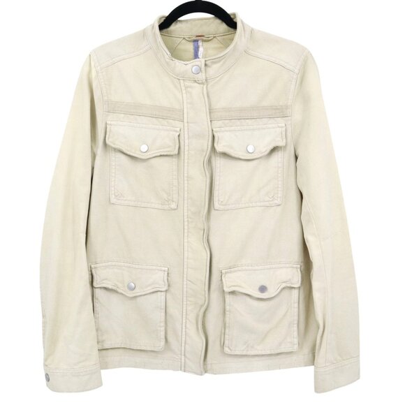 Free People Cargo Jacket Womens M Beige Military Utilitarian Rugged Outdoor Mod - Picture 1 of 16